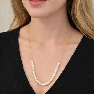 Delicate Pearl Necklace In 14K Yellow Gold